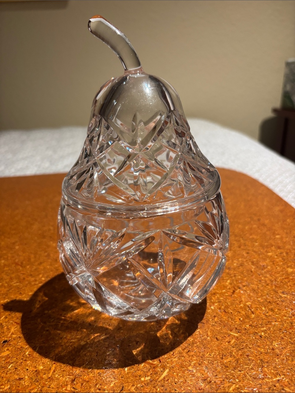 Vintage Hand-Cut Leaded Crystal Pear-Shaped Lidded Jar